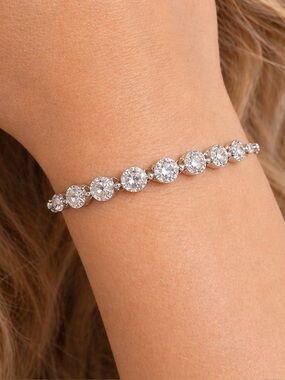 925 Sterling Silver Moissanite  Bracelet 2.95CT 18cm Dainty Diamond Look